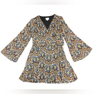 Beige by ECI Boho mini dress Paisley Floral  Multicolor Size 10